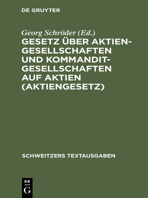 cover image of Gesetz über Aktiengesellschaften und Kommanditgesellschaften auf Aktien (Aktiengesetz)